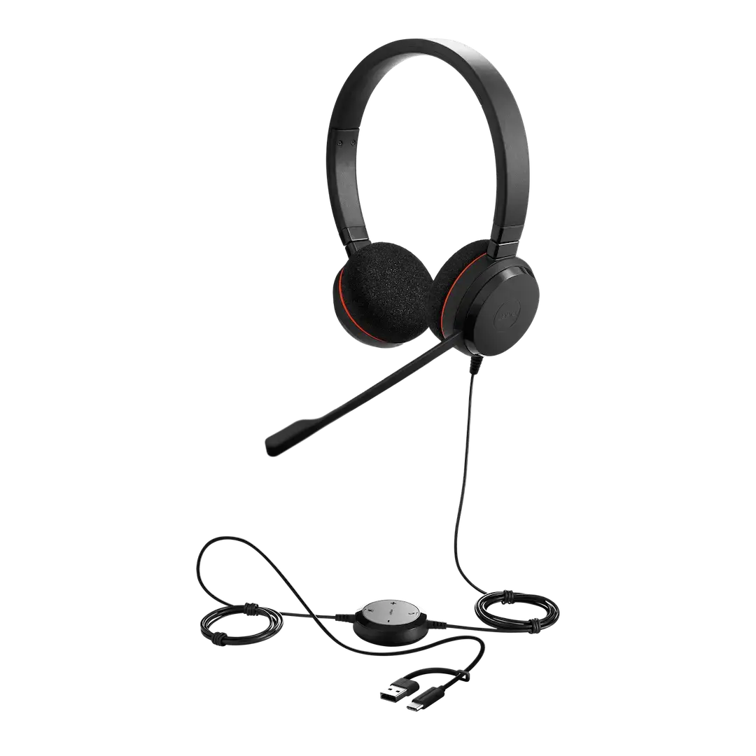 Audífonos con Micrófono JABRA EVOLVE 20 USB C/A MS Stereo Profesional para Trabajo Remoto y Oficina JABRA