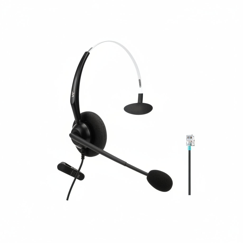 Cintillo Telefonico MONOAURAL RJ9 ULTRA LIVIANO VT2000 - NC VBET + CABLE ALTA DISPONIBILIDAD RJ9 - Smarthold