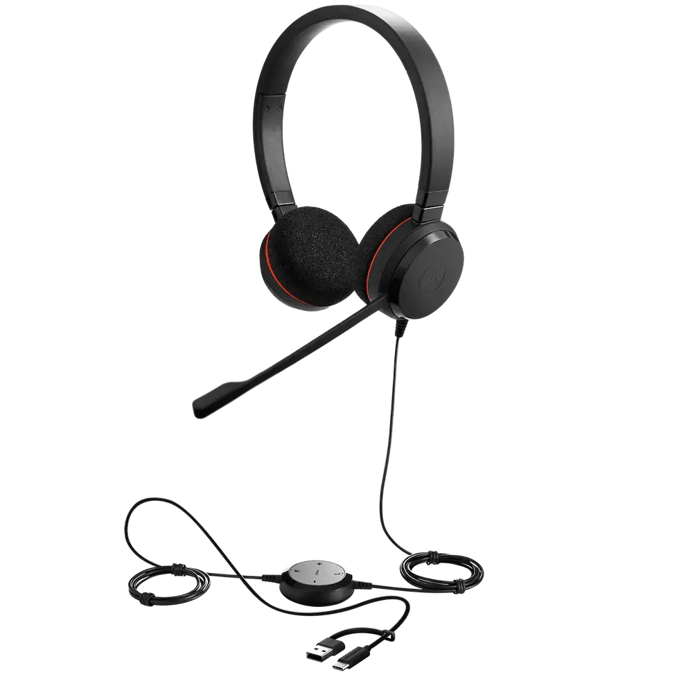 Audífonos Jabra Evolve 20 USB-C y USB-A estéreo con micrófono para oficina