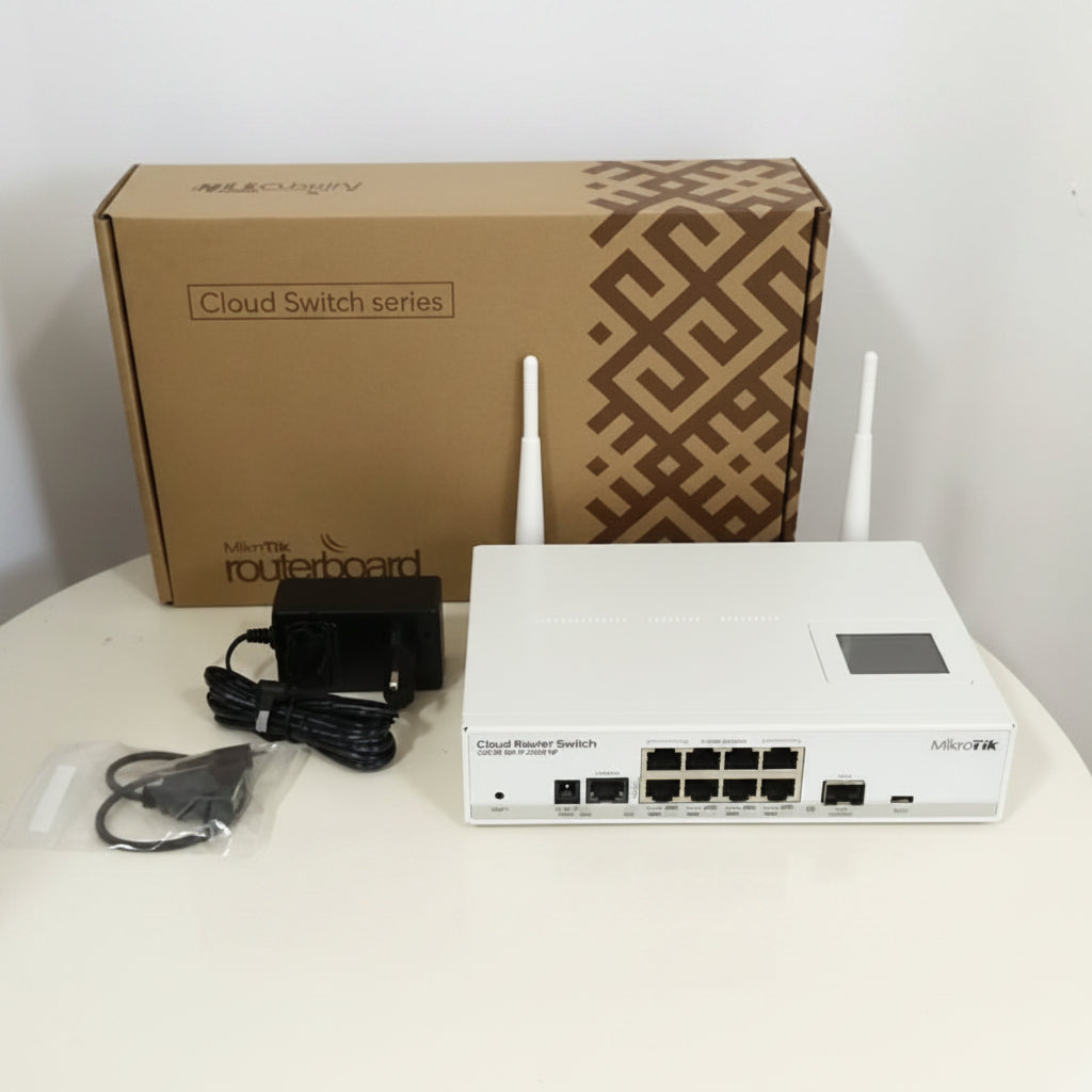 Switch MikroTik CRS109-8G-1S-2HnD, vista del equipo