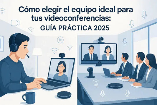 Audífonos con micrófono y altavoz speakerphone para videoconferencia en oficina