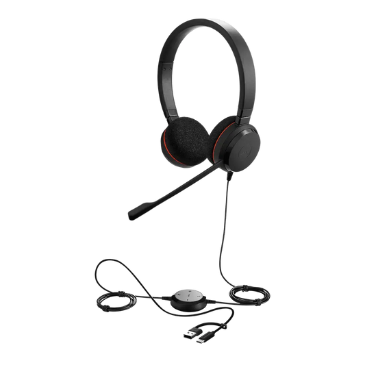 Audífonos con Micrófono JABRA EVOLVE 20 USB C/A MS Stereo Profesional para Trabajo Remoto y Oficina JABRA