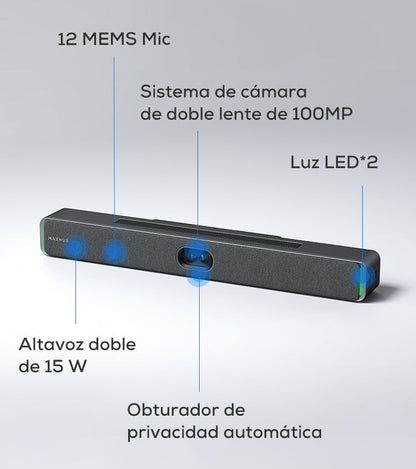 MAXHUB U50 USB Barra de Videoconferencia 4K con IA para Salas de Reunión