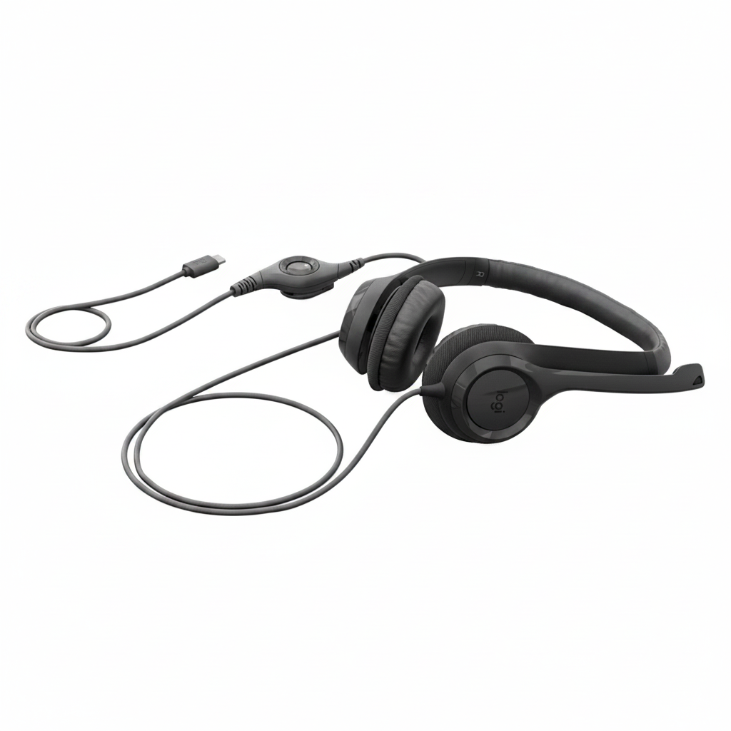 Audífonos Logitech H390 vista superior con conexión USB