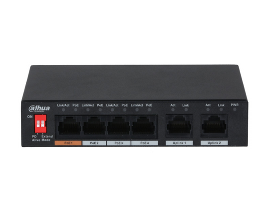 Switch PoE Dahua DH-PFS3006-4ET-60 de 6 puertos y 60 W