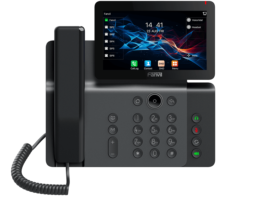 Fanvil V66 teléfono IP SIP pantalla táctil 7 pulgadas vista frontal