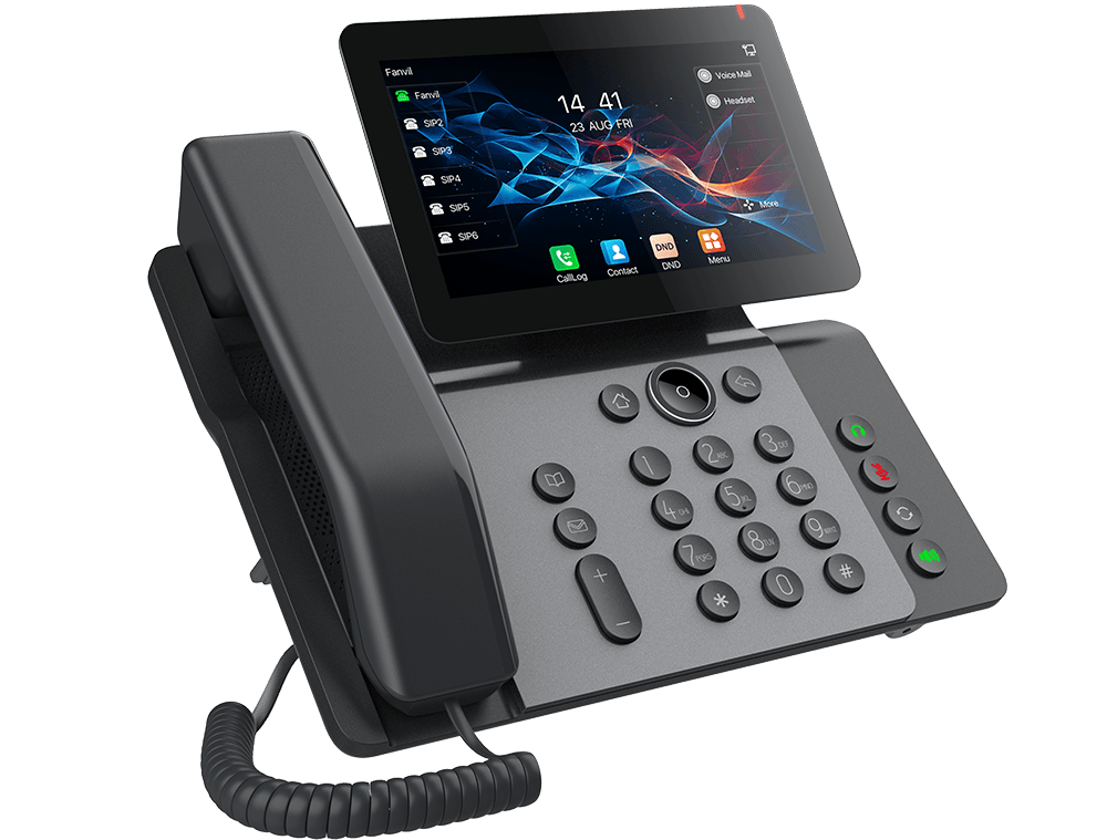 Fanvil V66 teléfono IP pantalla táctil ajustable vista lateral