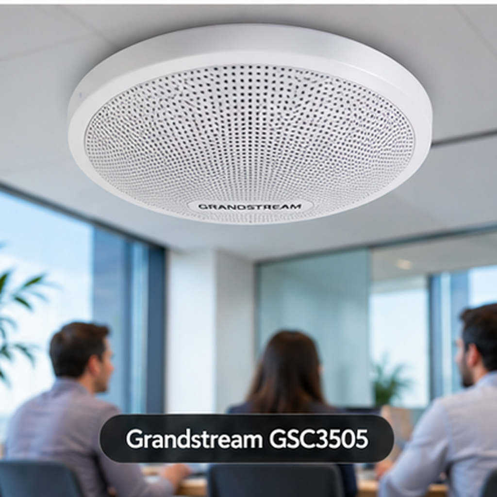 Grandstream GSC3505 instalado en oficina con personas trabajando