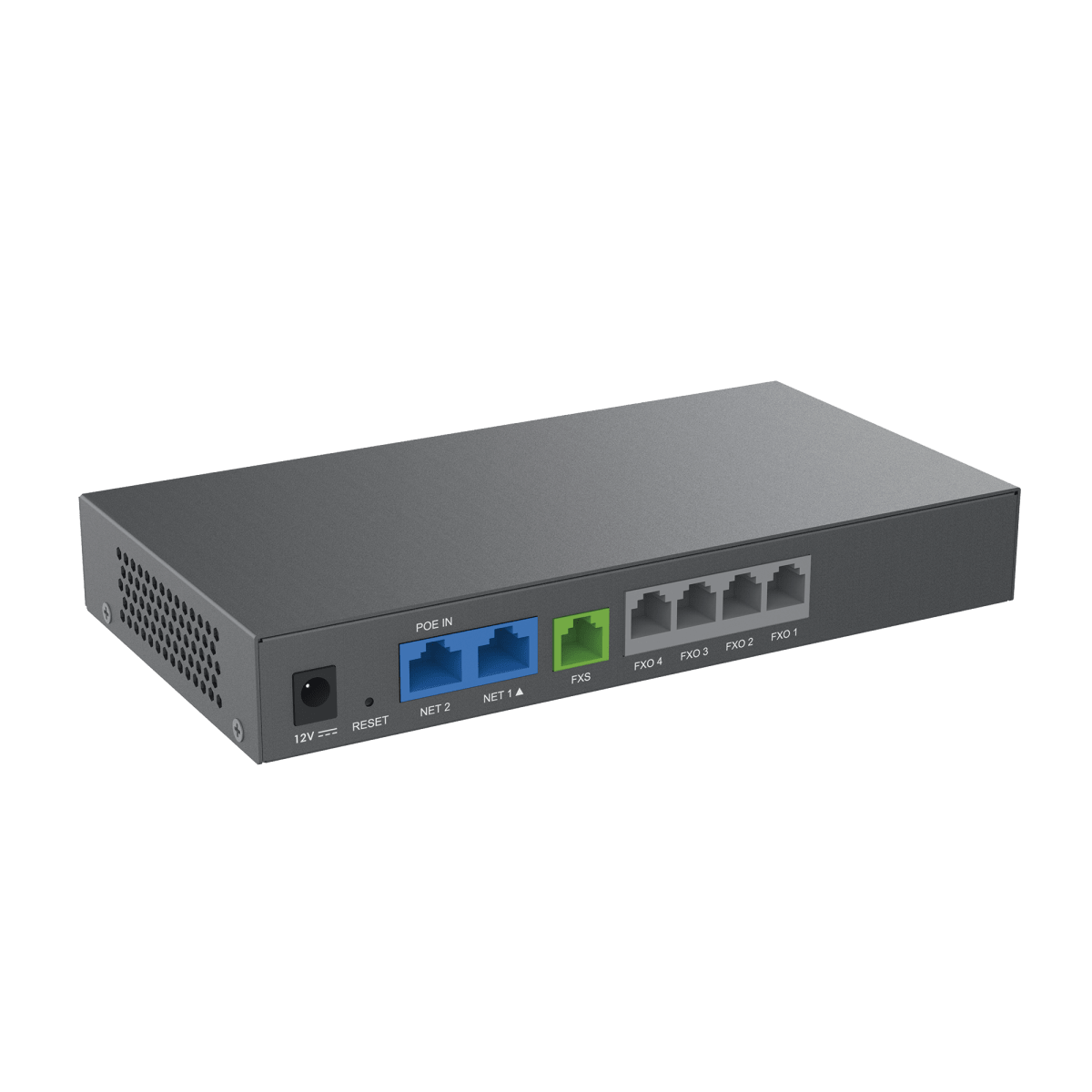 Grandstream HT841 gateway VoIP con cuatro puertos FXO y un puerto FXS, vista adicional