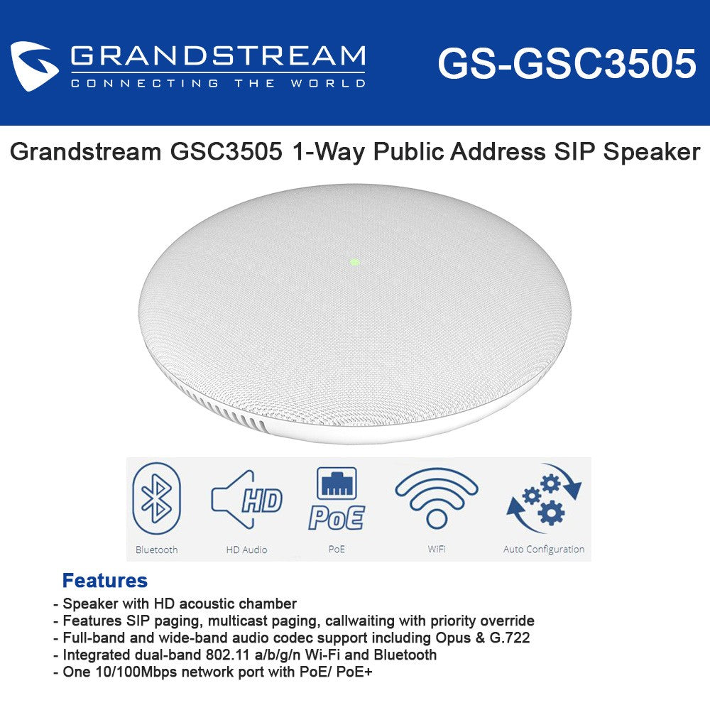 GRANDSTREAM GSC3505 PARLANTE VOCEO IP SIP POE