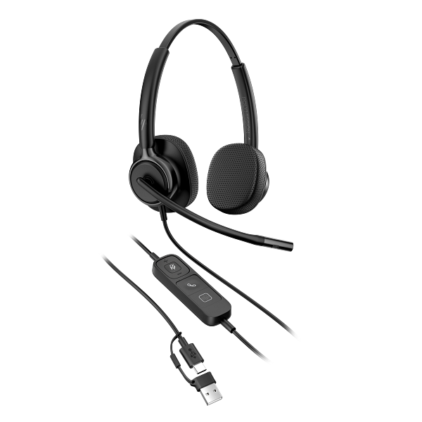 HP Poly Mission 425 headset estéreo USB con cancelación de ruido por IA