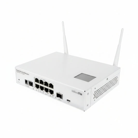 Switch MikroTik CRS109-8G-1S-2HnD – 8 Puertos Gigabit, 1 SFP, Wi-Fi 2.4GHz (SEMI NUEV0)