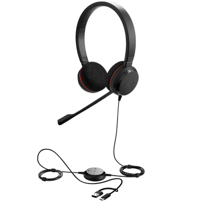 Audífonos Jabra Evolve 20 USB-C y USB-A estéreo con micrófono para oficina
