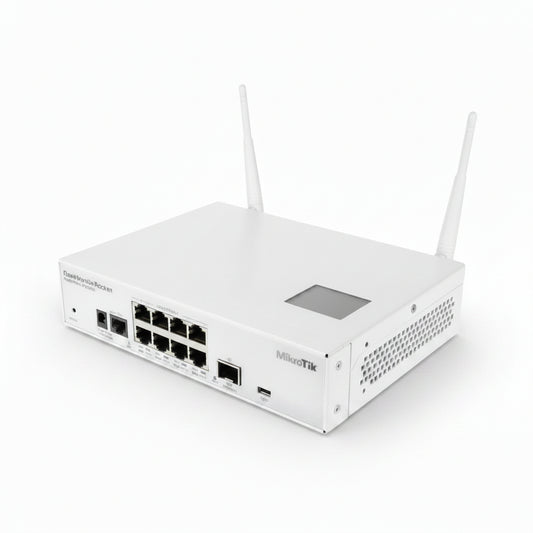 Switch MikroTik CRS109-8G-1S-2HnD con 8 puertos Gigabit, SFP y WiFi