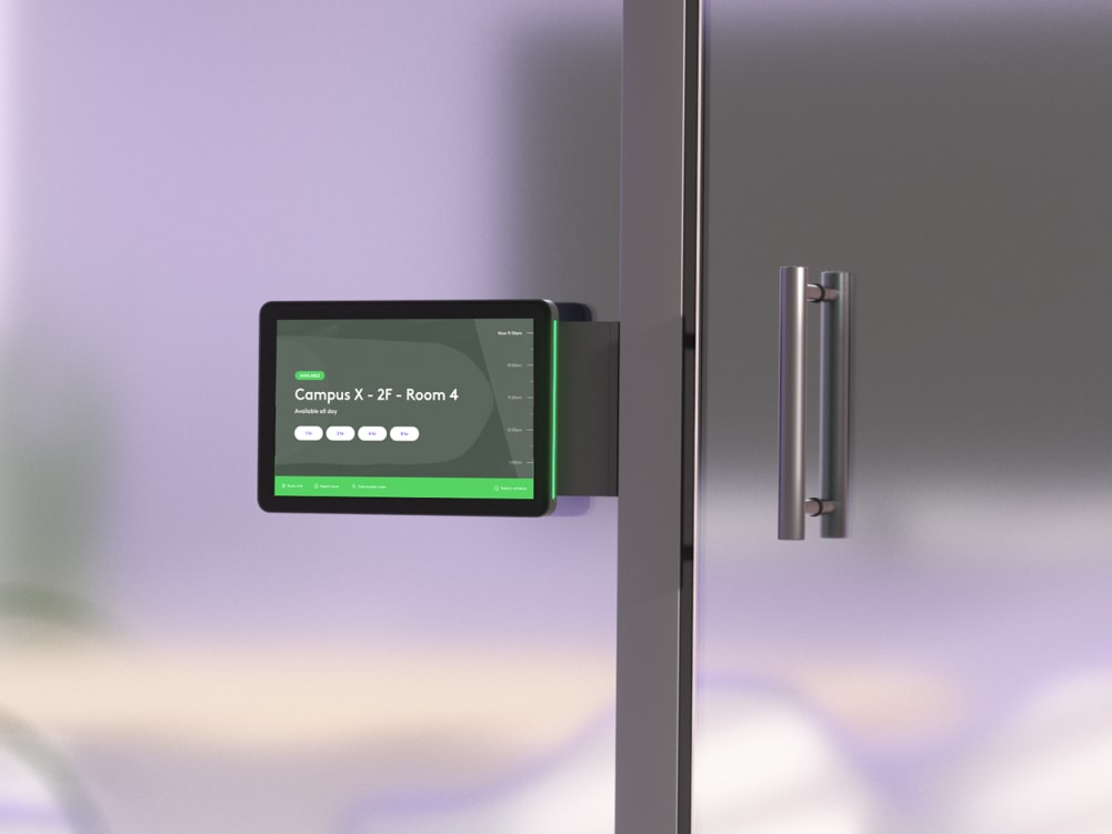 Panel de reserva para sala de reuniones y videoconferencia empresarial