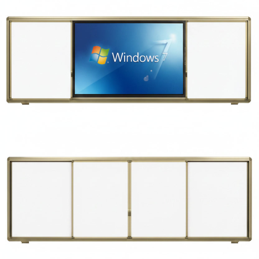 Pizarra con puertas correderas para monitor interactivo de 65 y 75 pulgadas