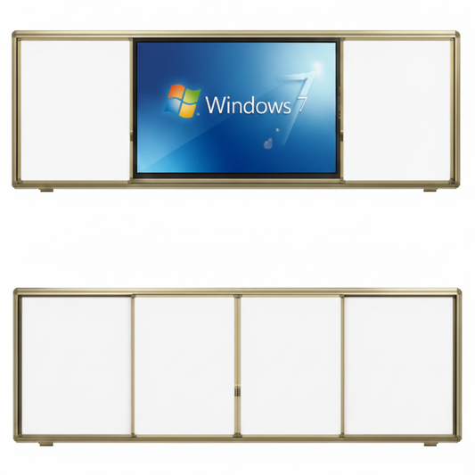 Pizarra con puertas correderas para monitor interactivo de 65 y 75 pulgadas