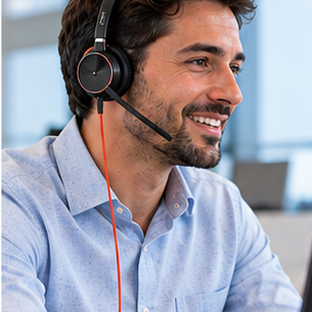 Persona usando Poly Blackwire 3310 en oficina para llamadas profesionales