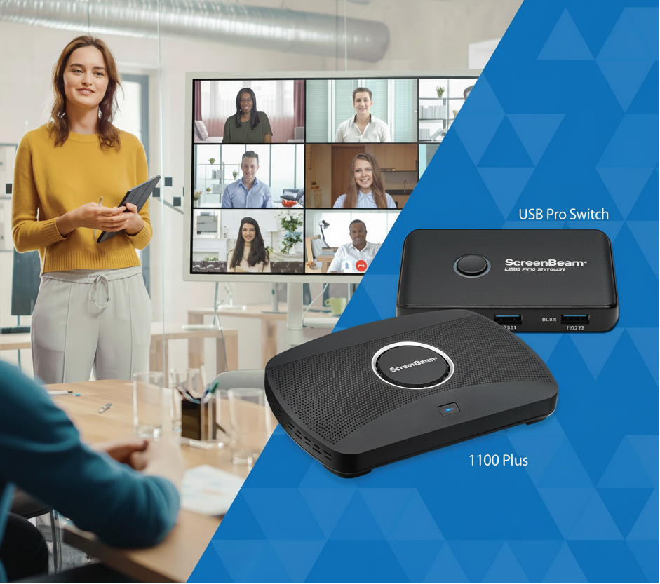 Sistema ScreenBeam para compartir contenido inalámbrico en salas de reuniones