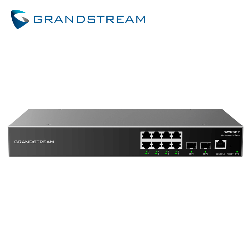 Switch Grandstream GWN7801P Administrable Capa 2+ PoE+ 8 Puertos Gigabit + 2 SFP