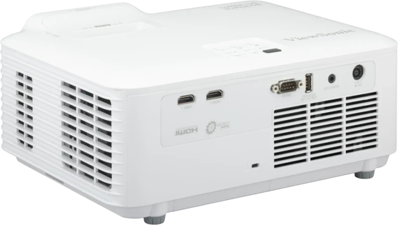 ViewSonic LSD600W proyector láser WXGA vista posterior con conexiones HDMI y RS232