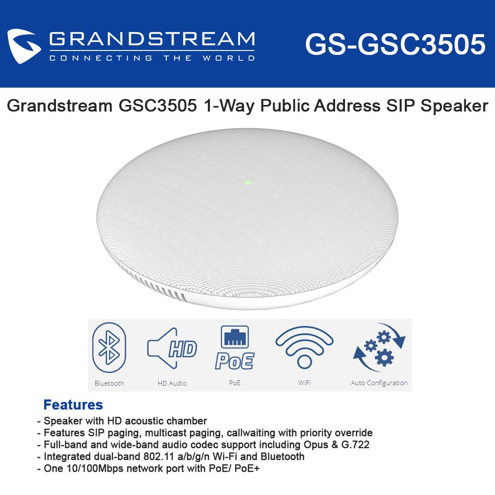 GRANDSTREAM GSC3505 PARLANTE VOCEO IP SIP POE
